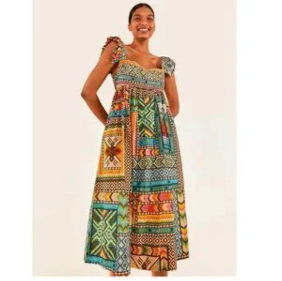 FARM Rio Dresses & Skirts - Farm Rio Banana Scarves Square Neck Maxi Dress
